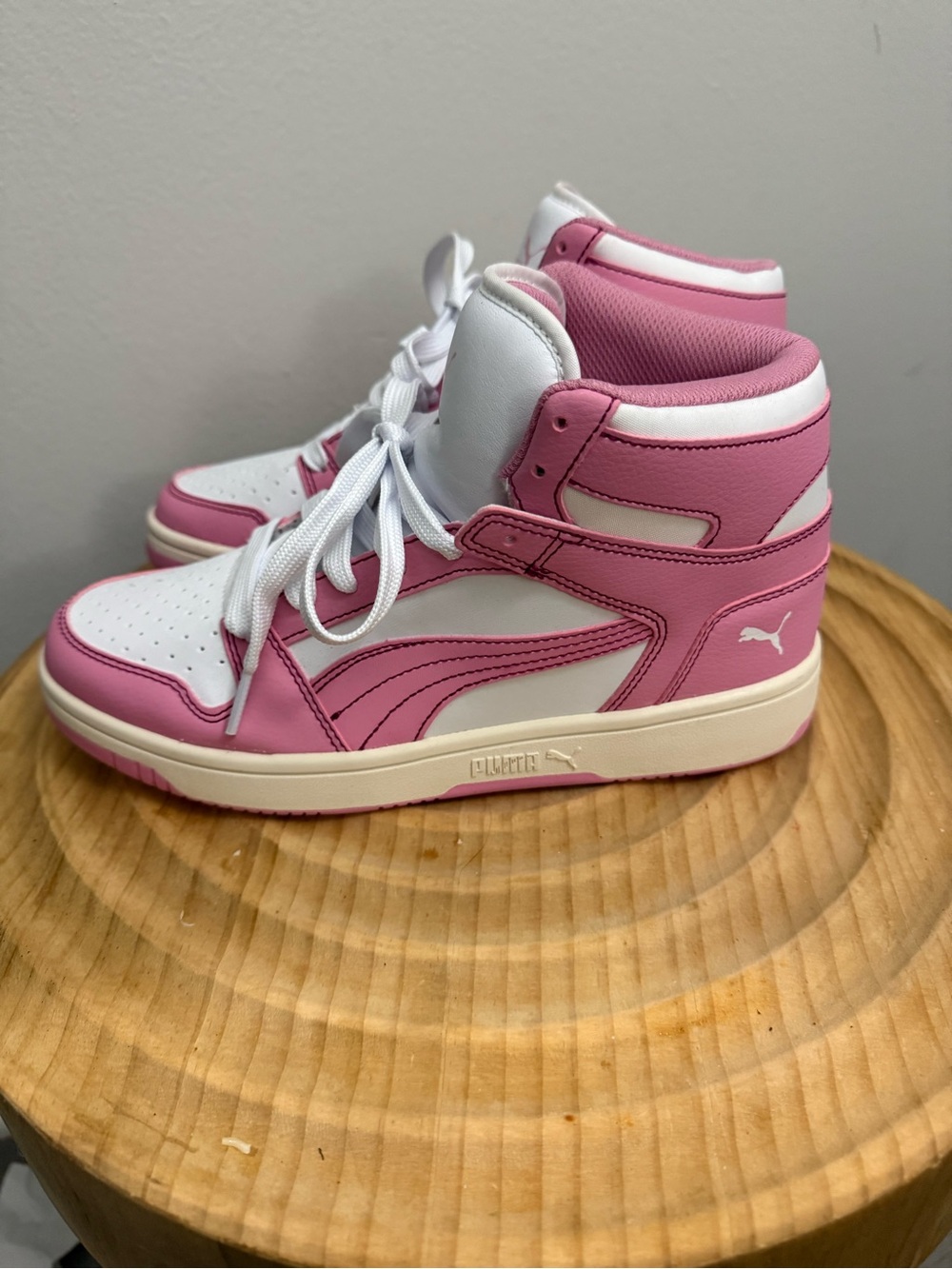 Puma Mid-Top Sneakers in Pink and White